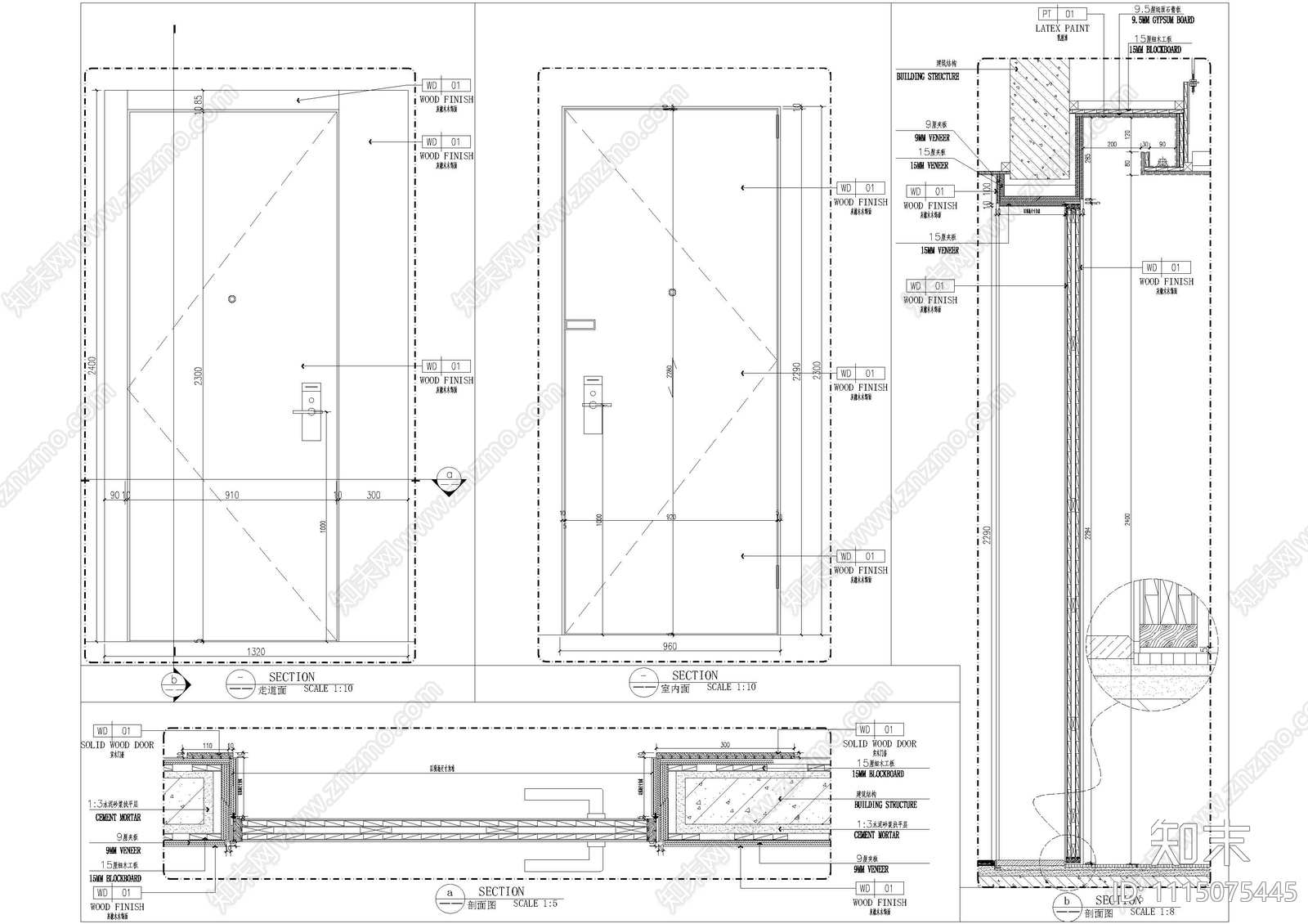 酒店入户门大样施工图下载【ID:1115075445】