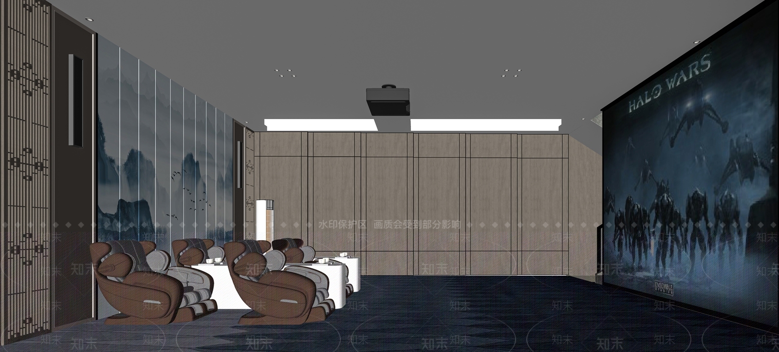 现代影音室SU模型下载【ID:1115078030】