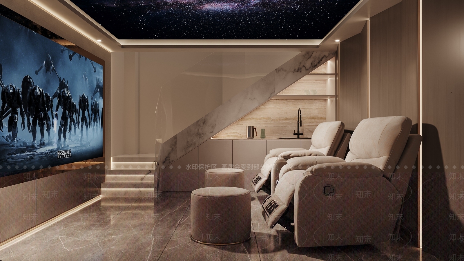 现代家居影音室3D模型下载【ID:1115077215】