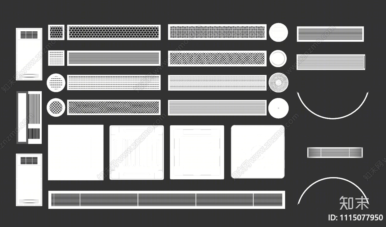 现代空调风口SU模型下载【ID:1115077950】