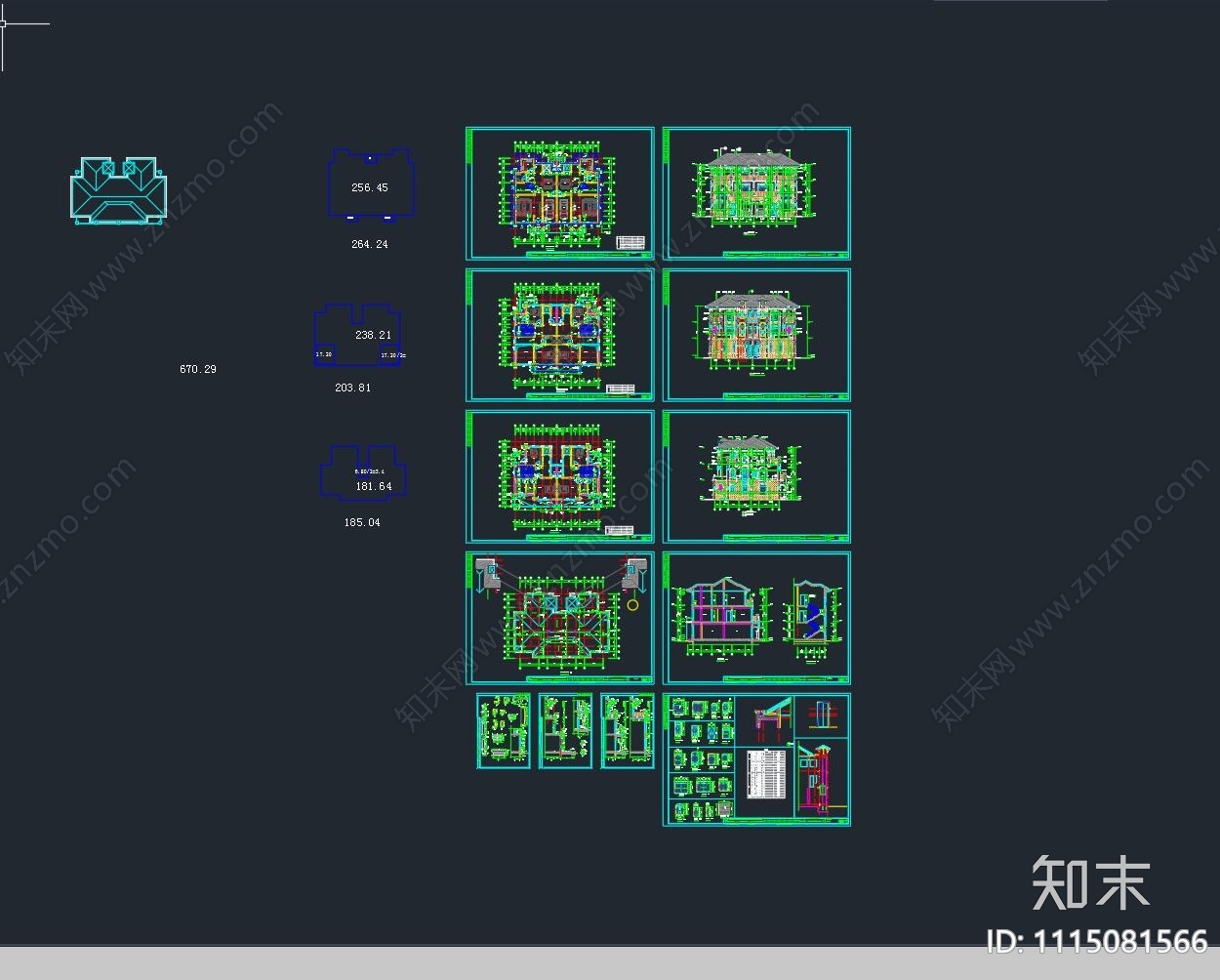 欧式别墅施工图cad施工图下载【ID:1115081566】