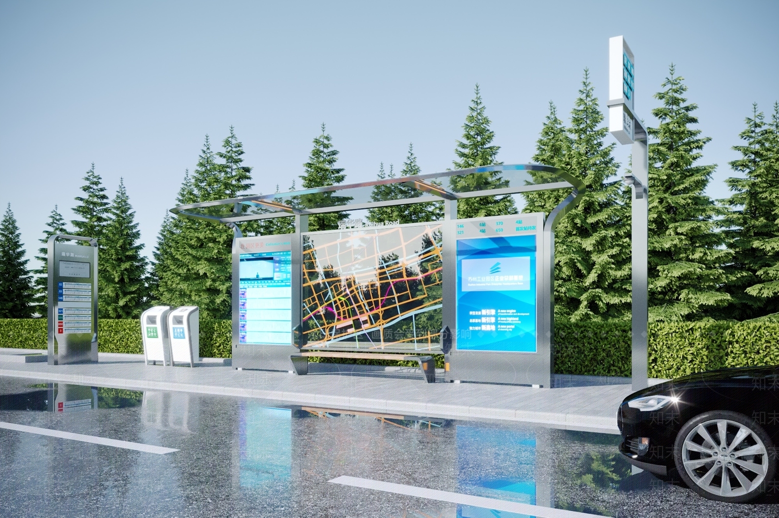 现代公交站台3D模型下载【ID:1115083138】