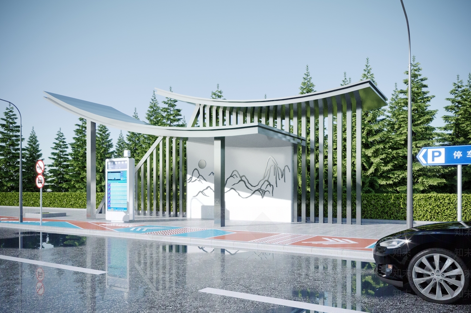 现代公交站台3D模型下载【ID:1115084483】