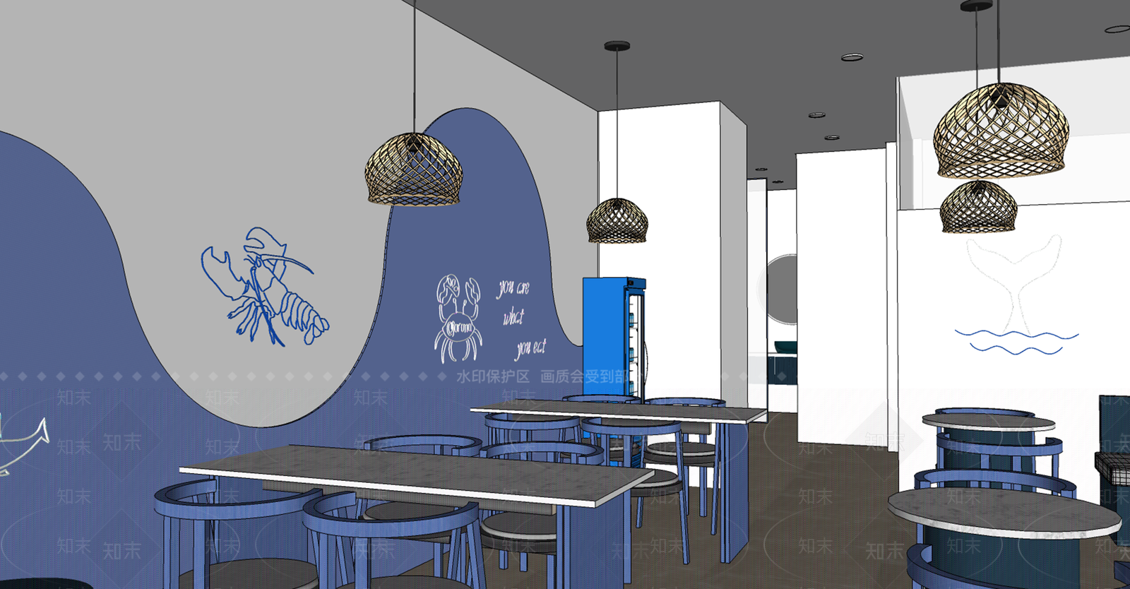 现代快餐店SU模型下载【ID:1115084888】