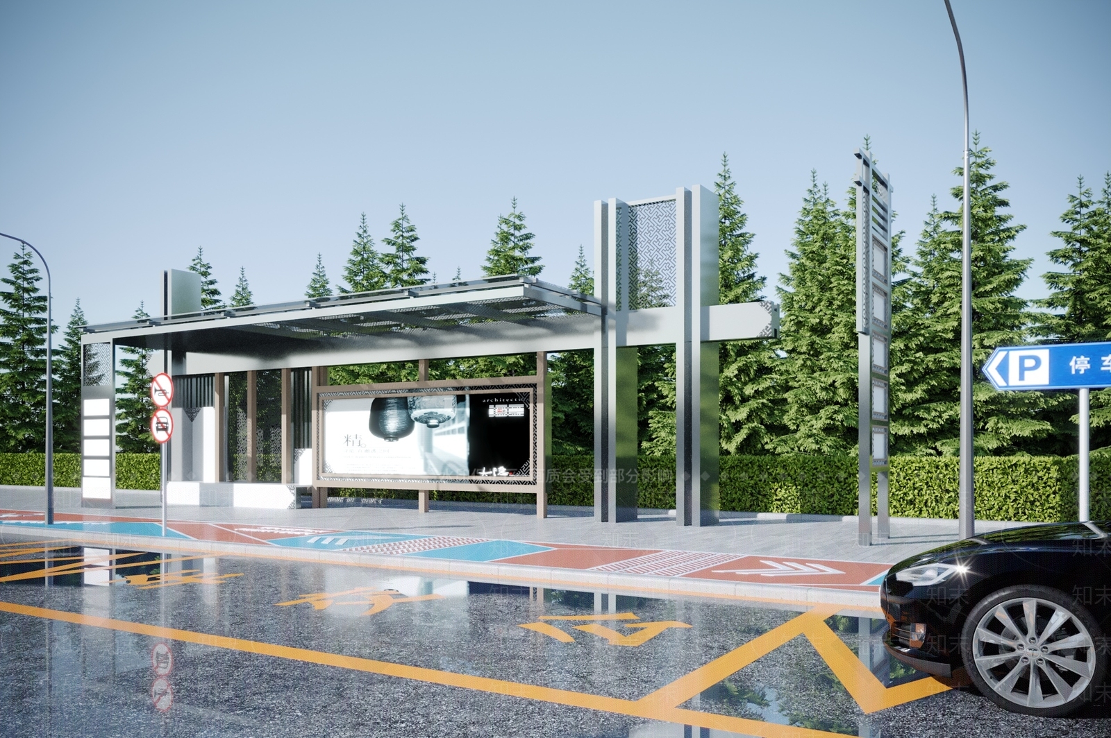 现代公交站台3D模型下载【ID:1115087114】