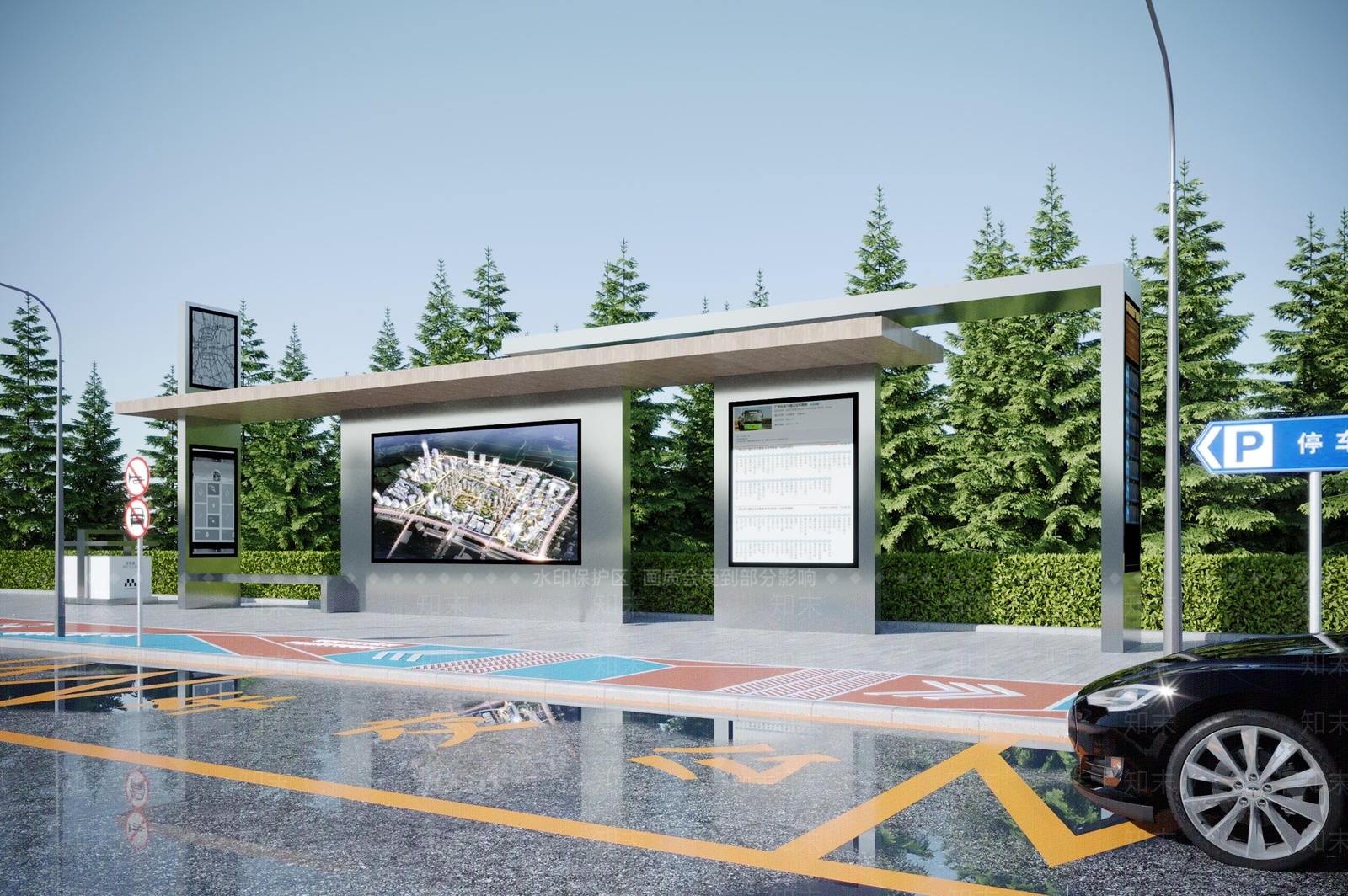 现代公交站台3D模型下载【ID:1115087638】