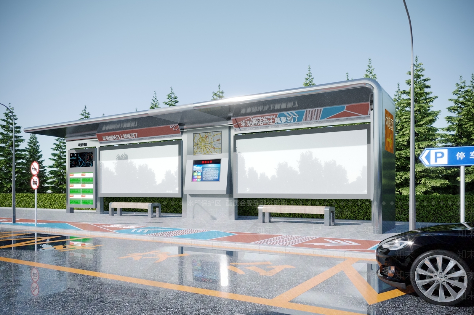 现代公交站台3D模型下载【ID:1115089564】