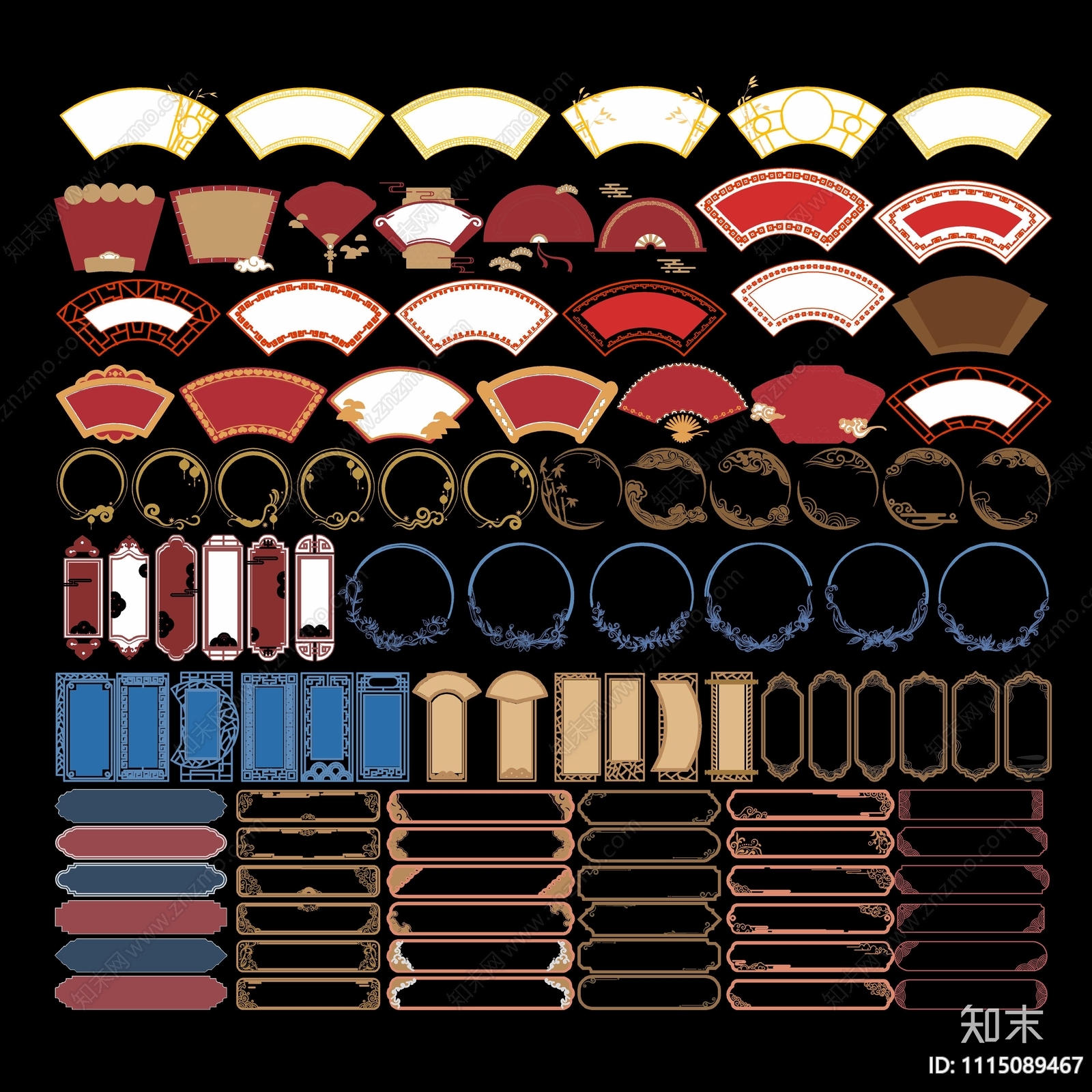 国潮风花纹底纹CAD施工图下载【ID:1115089467】
