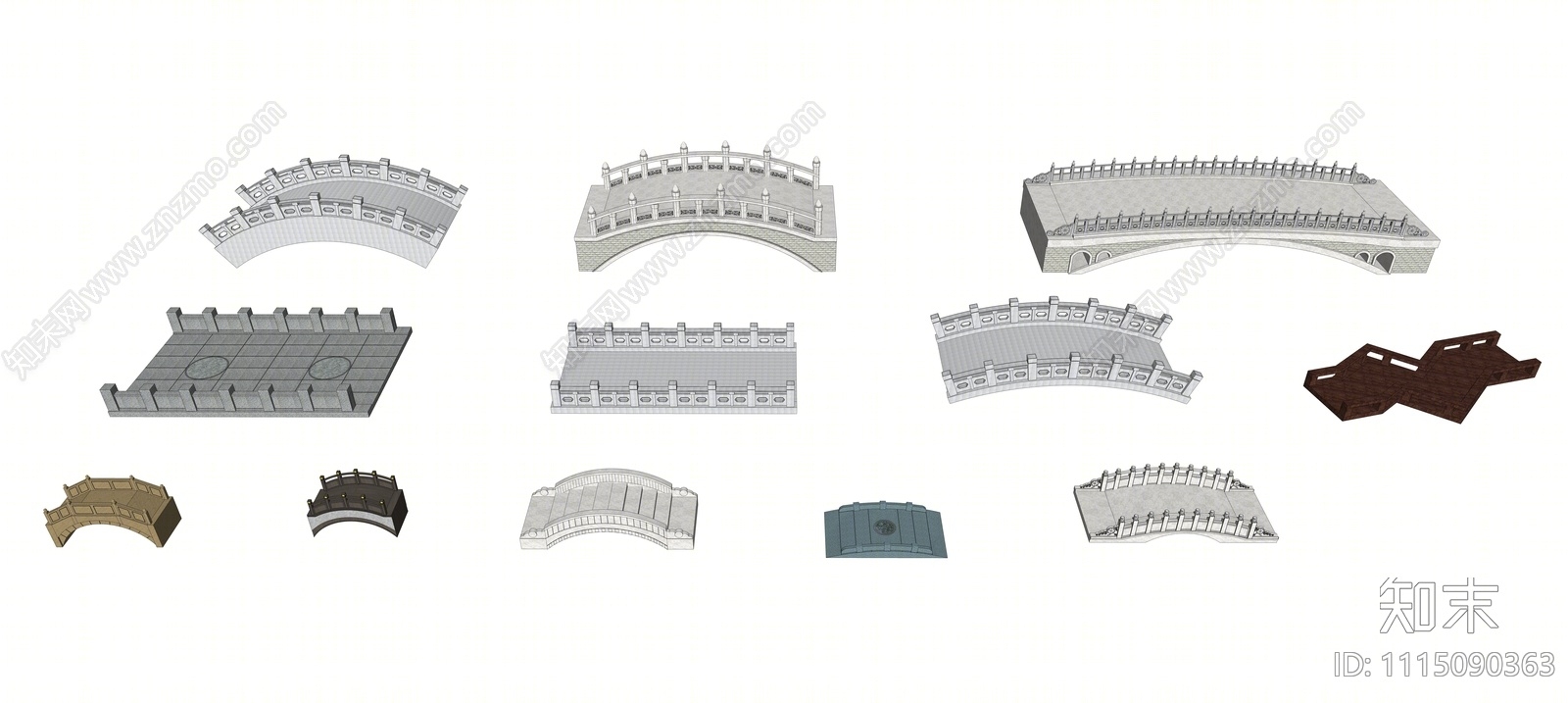 中式景观桥SU模型下载【ID:1115090363】