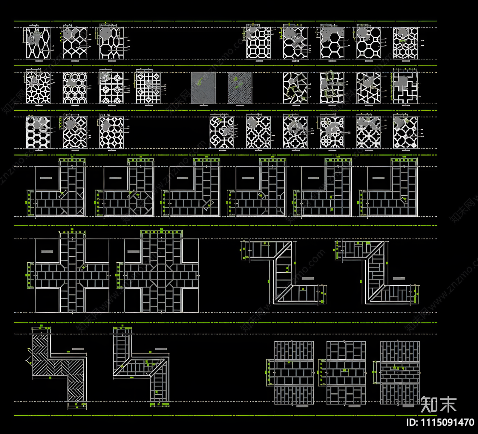 地面中式地面CAD动态块施工图下载【ID:1115091470】