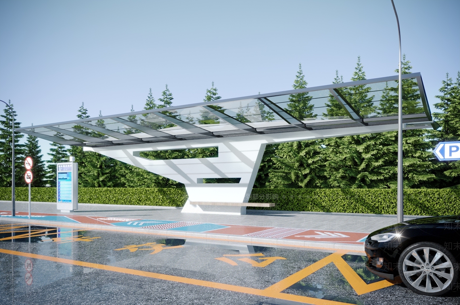 现代公交站台3D模型下载【ID:1115094983】