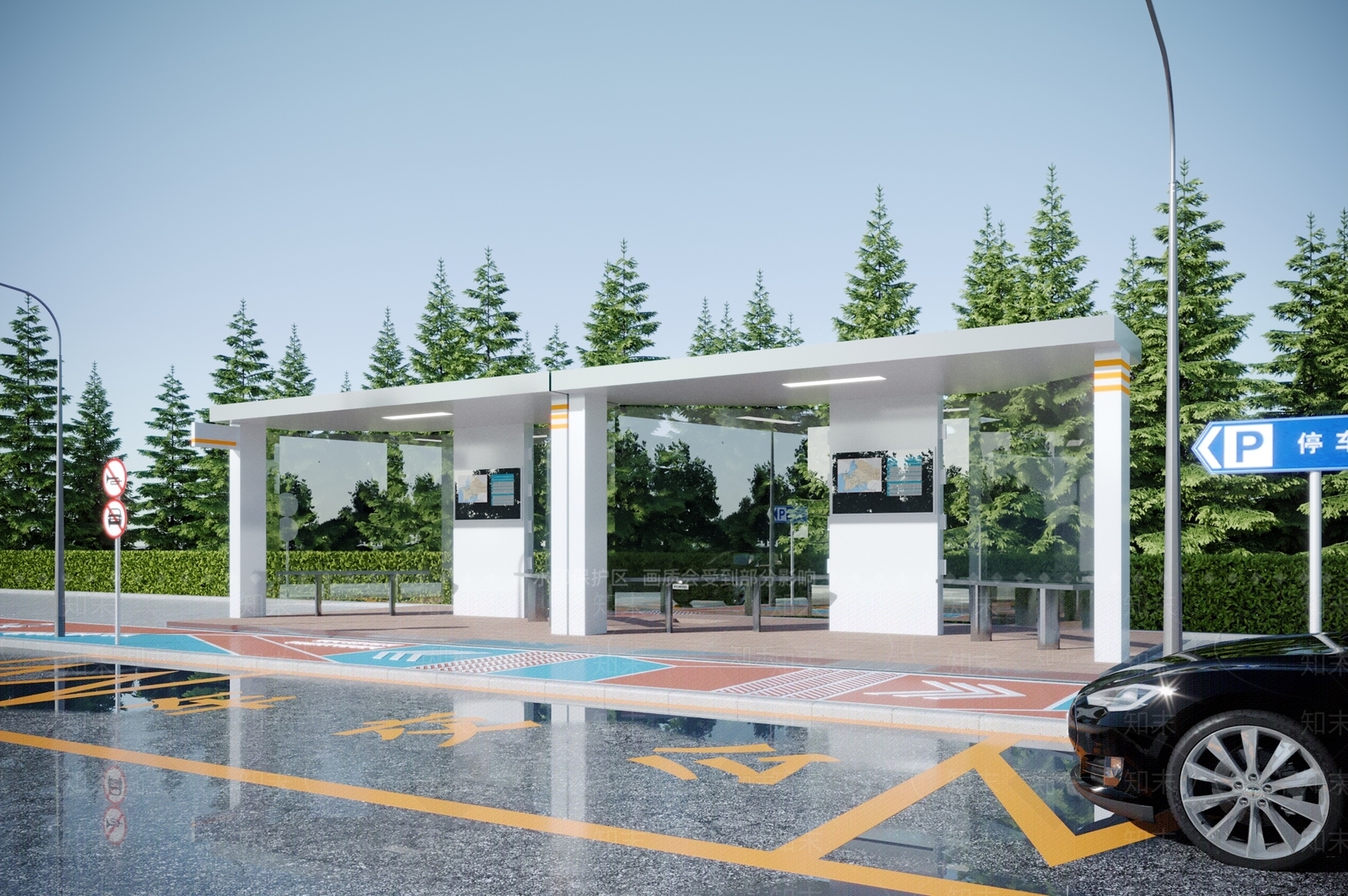 现代公交站台3D模型下载【ID:1115097678】