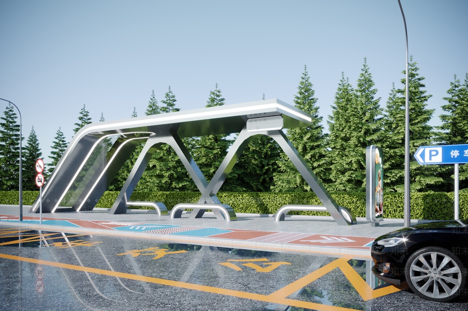 现代公交站台3D模型下载【ID:1115098824】