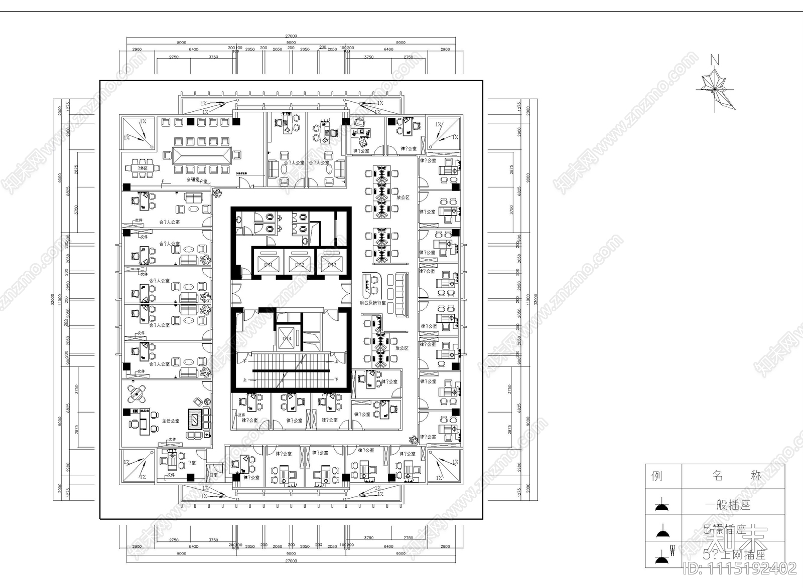 现代办公空间设计施工图cad施工图下载【ID:1115192402】