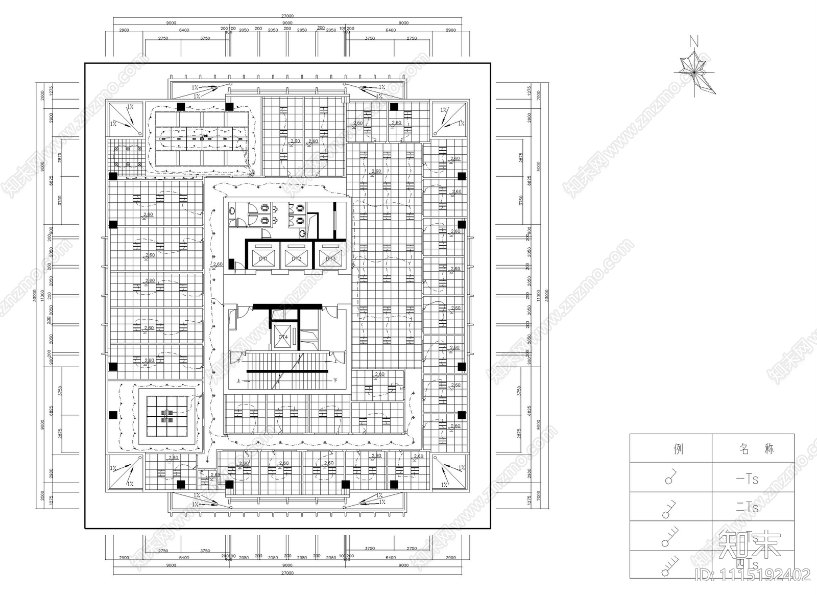 现代办公空间设计施工图cad施工图下载【ID:1115192402】