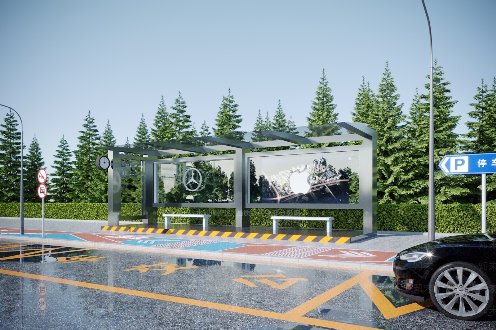 现代公交站台3D模型下载【ID:1115108190】