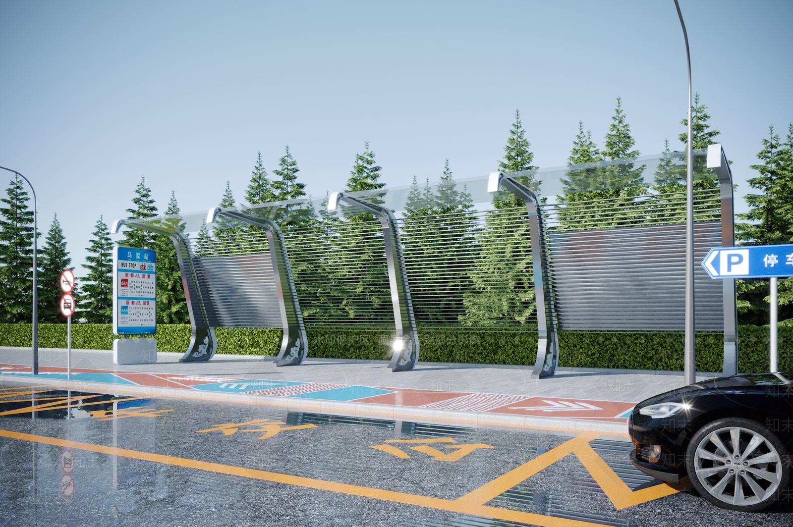 现代公交站台3D模型下载【ID:1115108980】