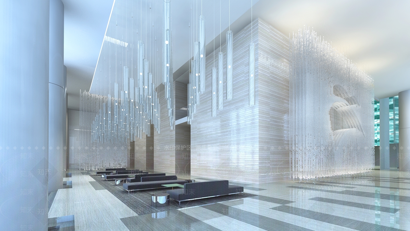 现代写字楼大堂3D模型下载【ID:1115117322】