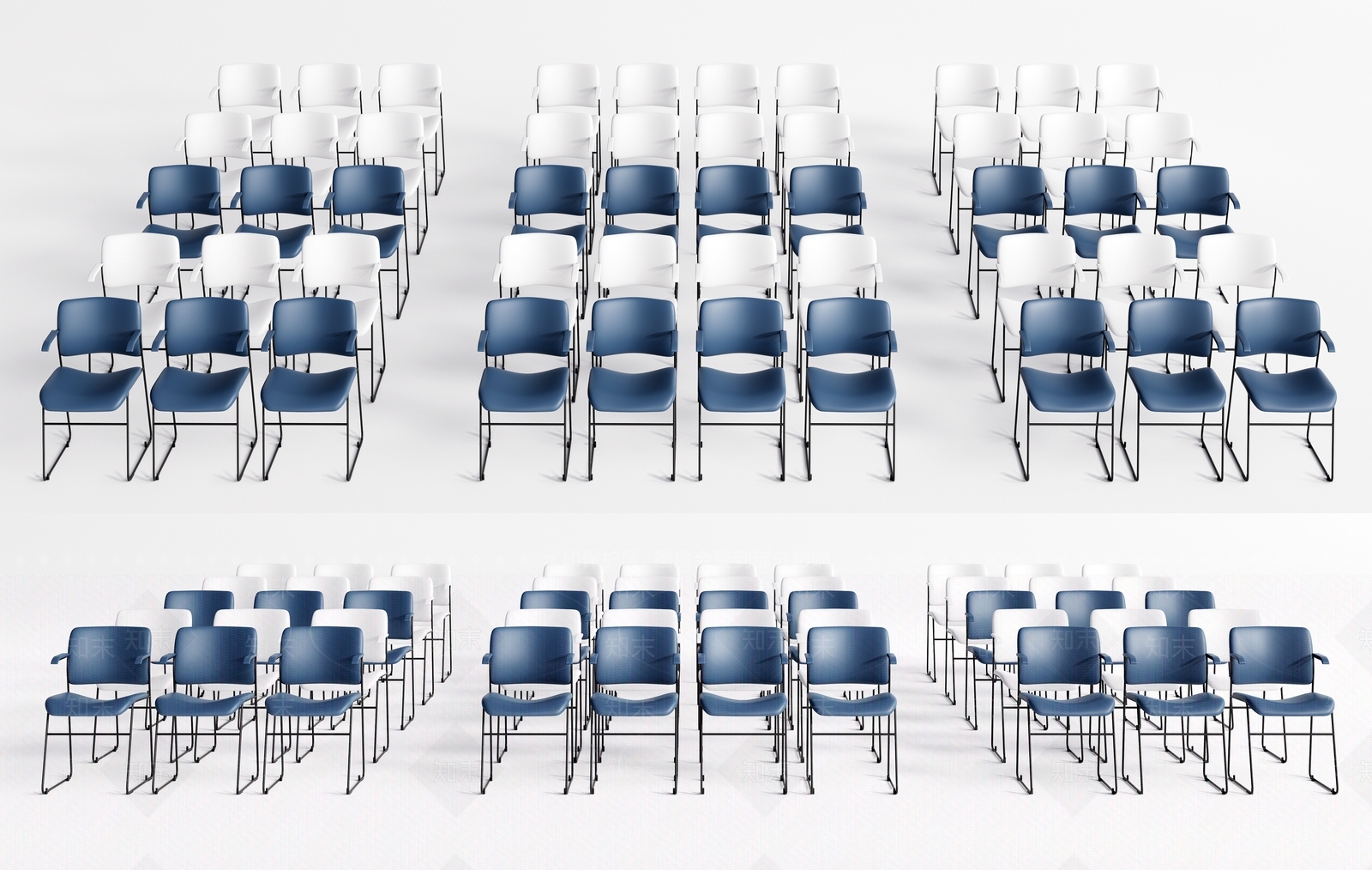 现代会议室桌椅SU模型下载【ID:1115130004】