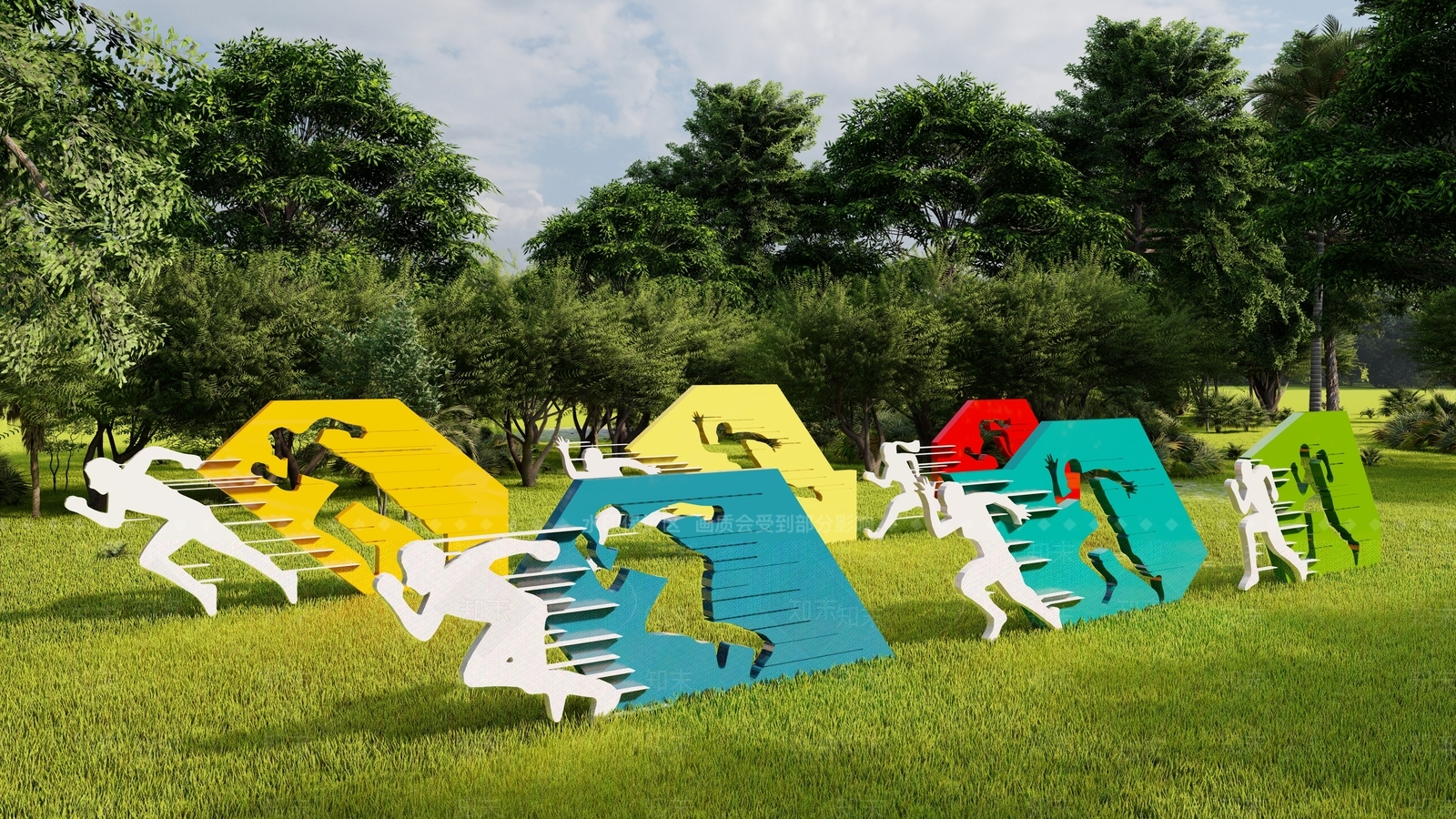 现代运动人物雕塑小品SU模型下载【ID:1115131175】