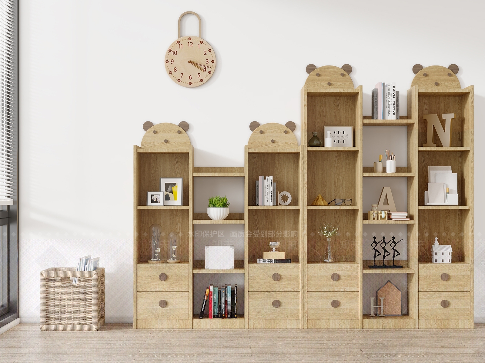 北欧儿童房书柜3D模型下载【ID:1115134614】
