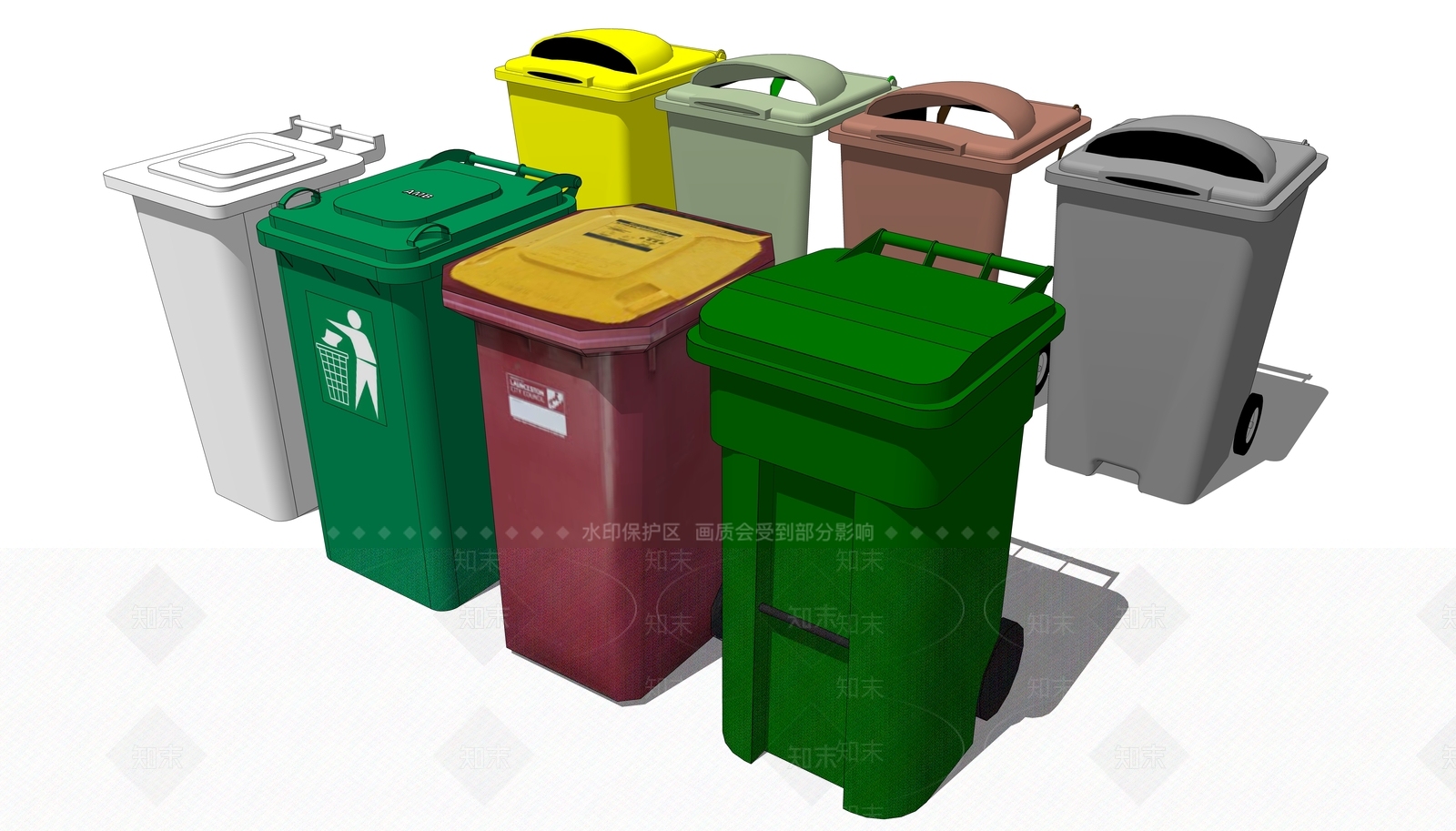 现代户外公共塑料垃圾桶SU模型下载【ID:1115144125】