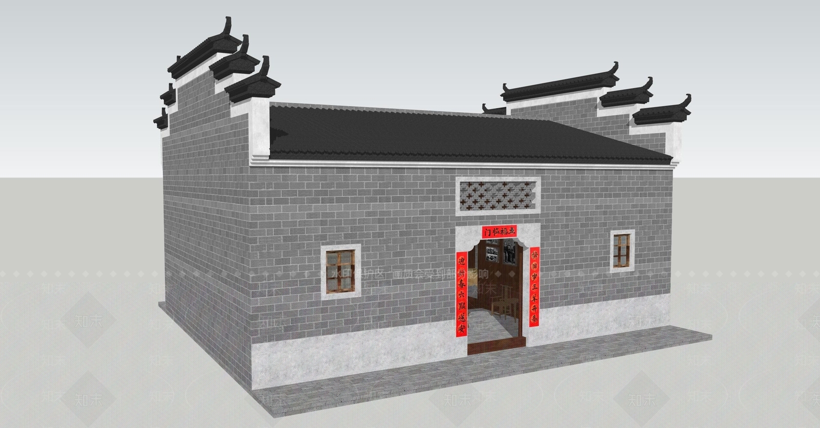 中式晚清赣派建筑民居SU模型下载【ID:1115160723】