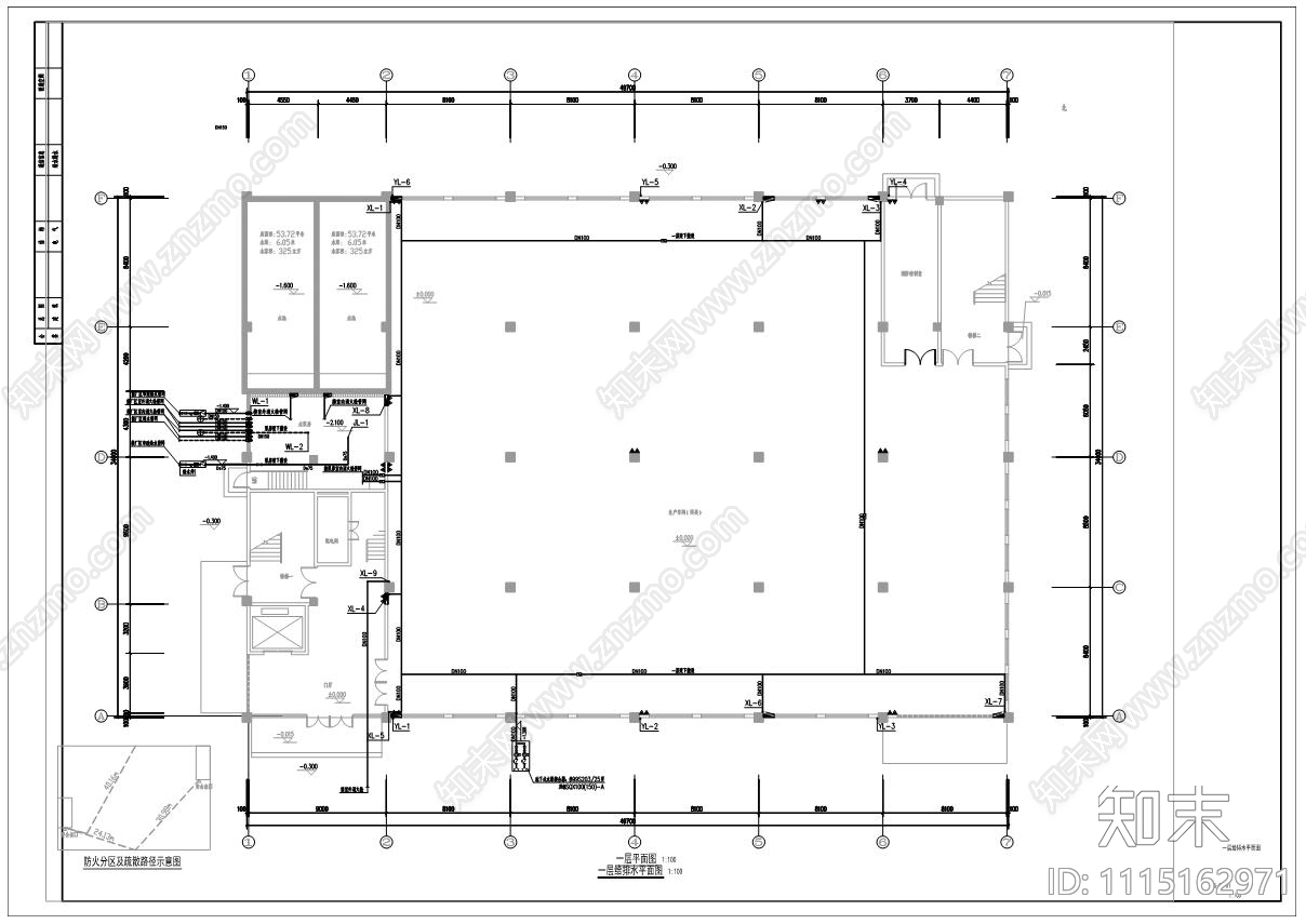 丙类厂房给排水施工图cad施工图下载【ID:1115162971】