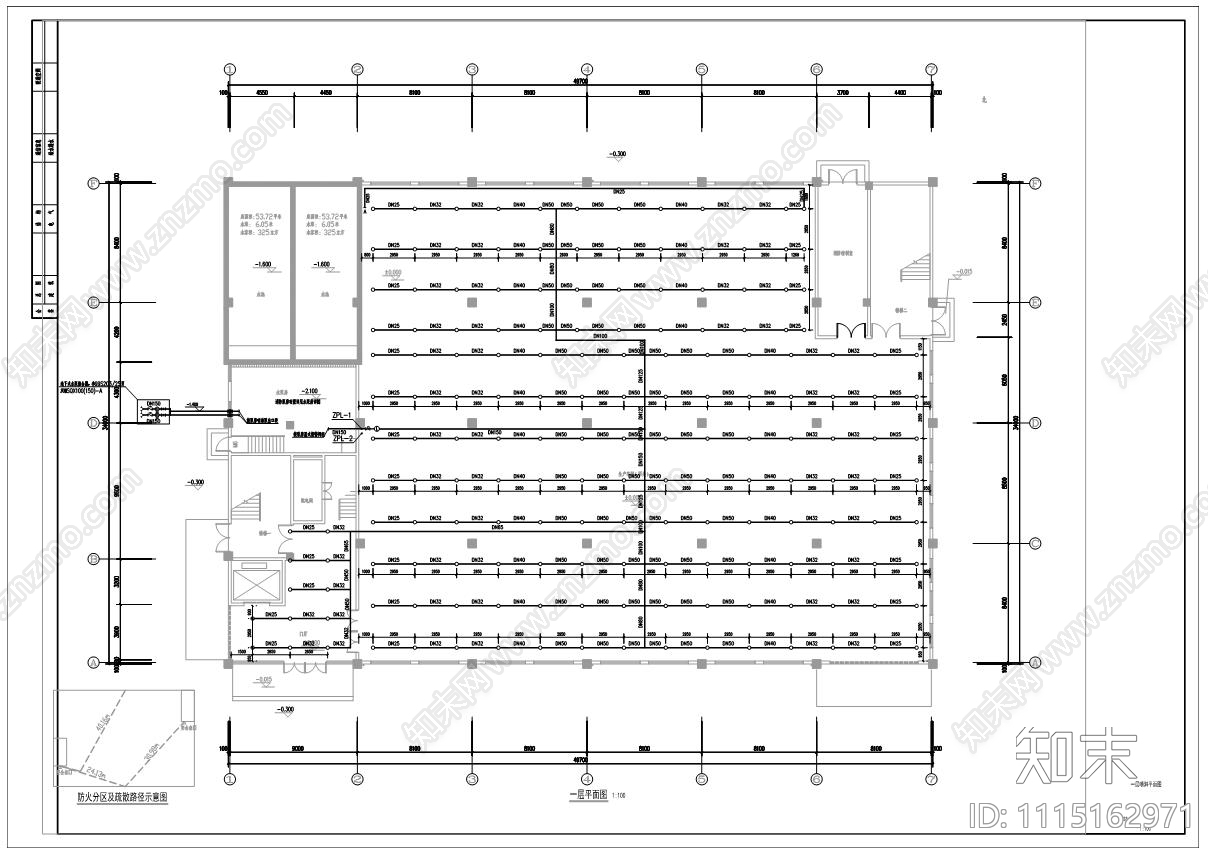 丙类厂房给排水施工图cad施工图下载【ID:1115162971】