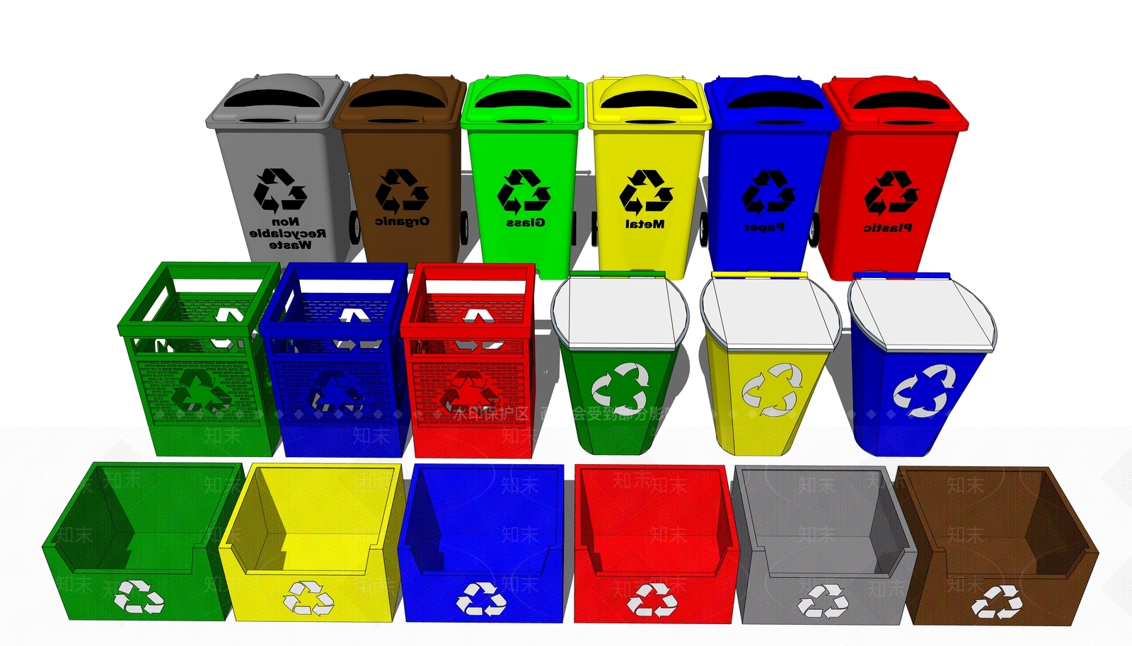 现代户外公共垃圾桶SU模型下载【ID:1115172295】