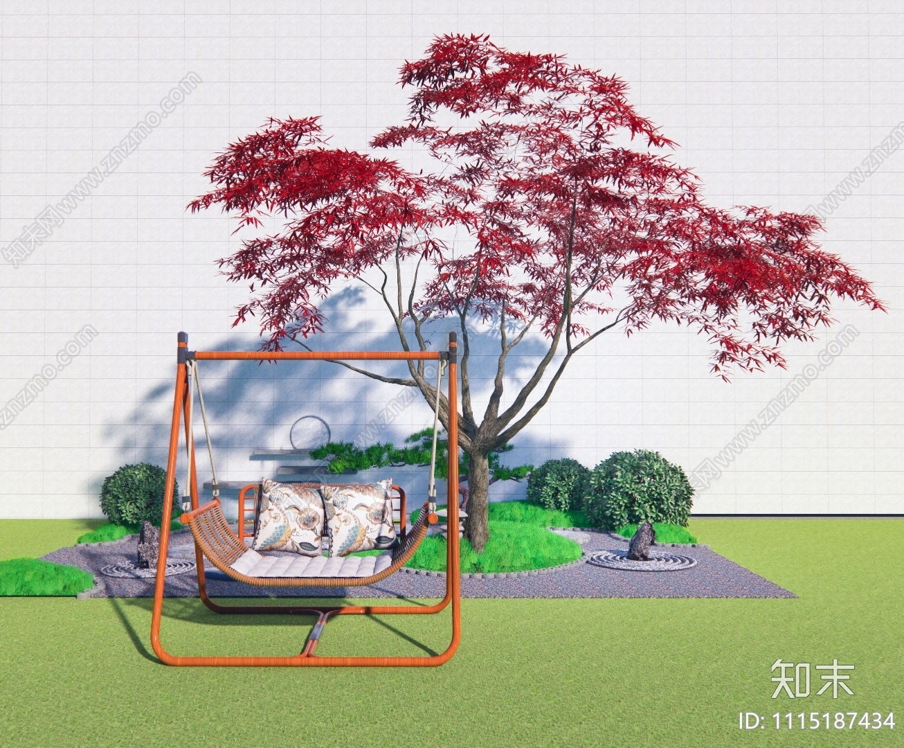 现代景观小品秋千SU模型下载【ID:1115187434】