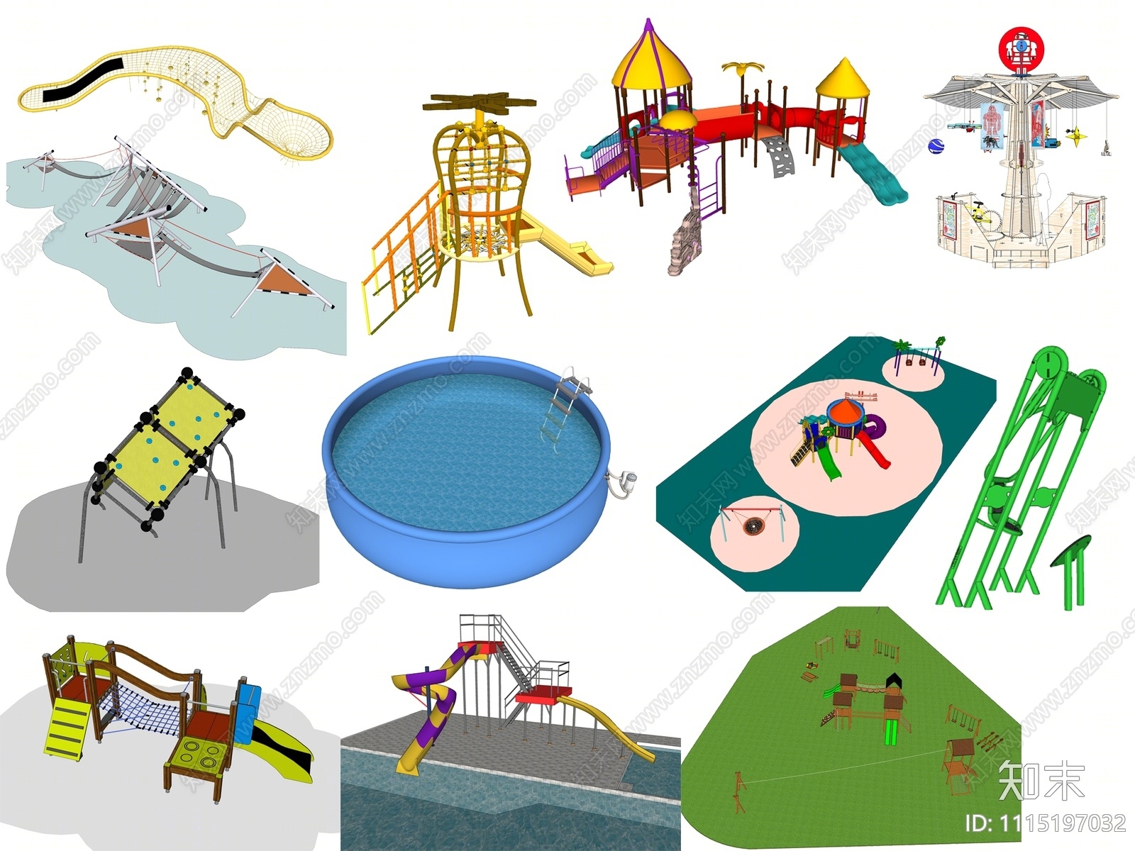 现代游乐设施SU模型下载【ID:1115197032】