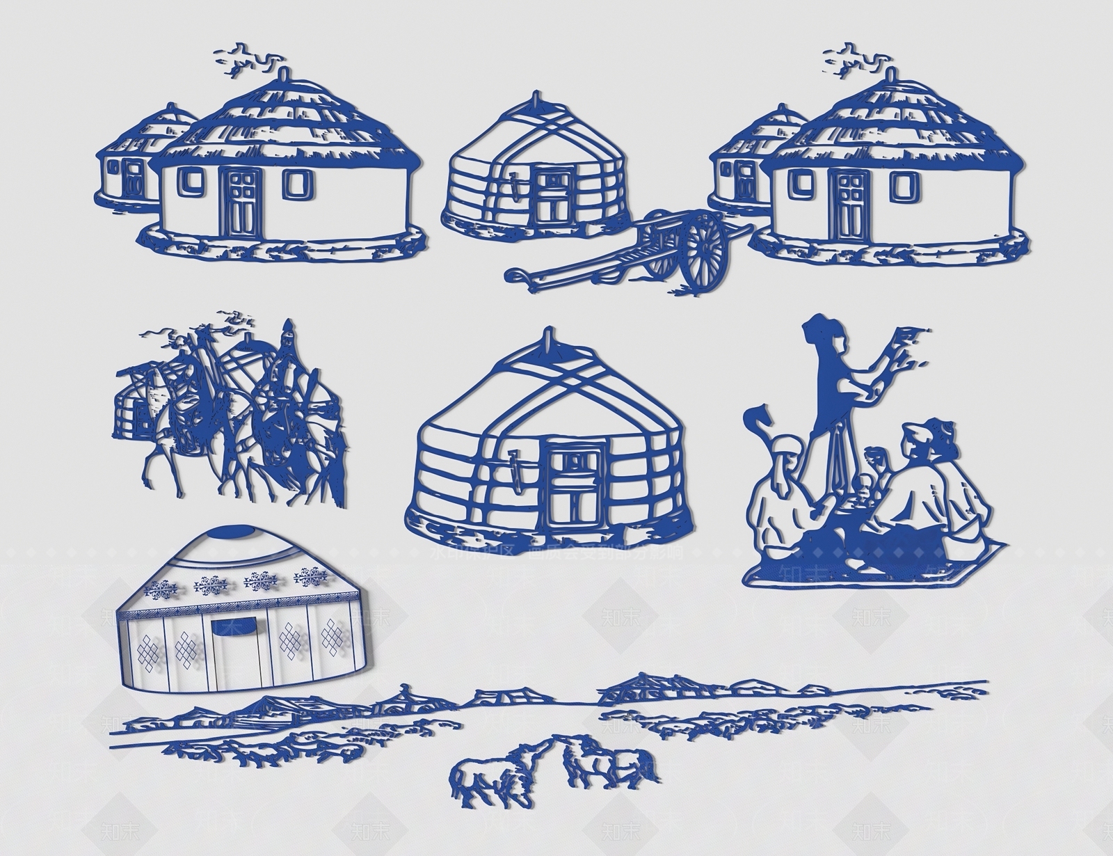 现代蒙古包雕花3D模型下载【ID:1115193659】