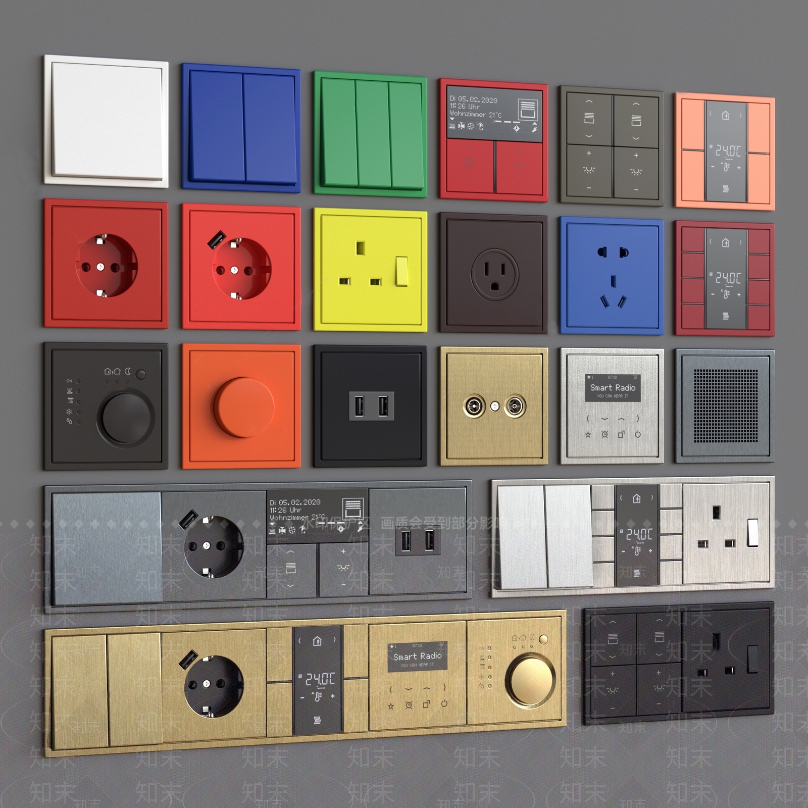现代开关面板SU模型下载【ID:1115200240】