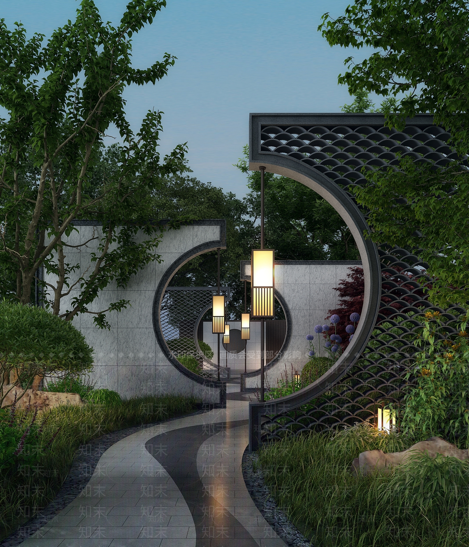 新中式庭院景观3D模型下载【ID:1115202294】