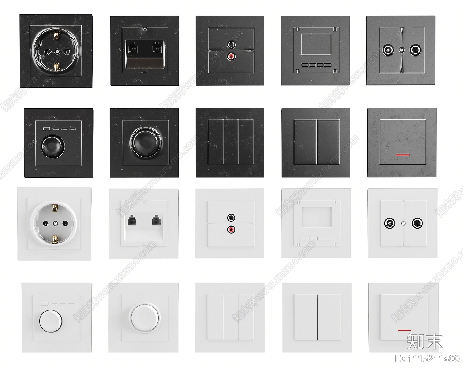 现代开关插座SU模型下载【ID:1115211400】