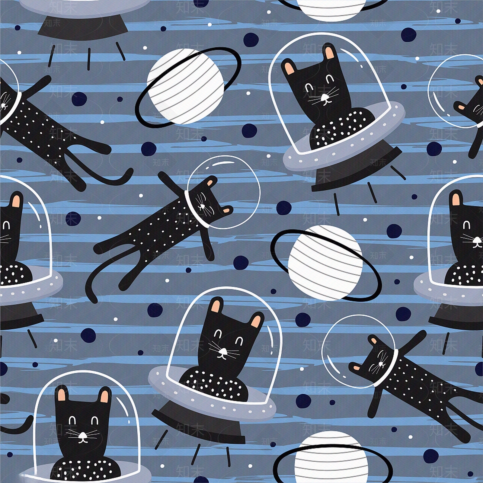 太空猫咪卡通儿童壁纸贴图下载【ID:1115214214】