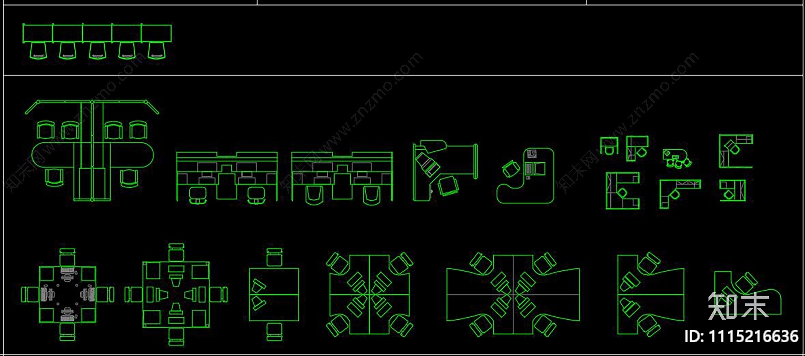 办公室图书馆家具CAD施工图下载【ID:1115216636】