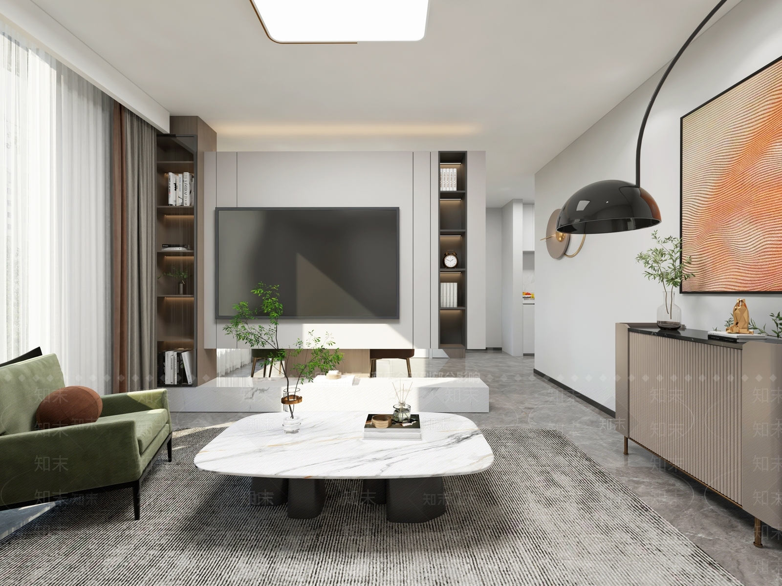 现代公寓客餐厅3D模型下载【ID:1115227486】
