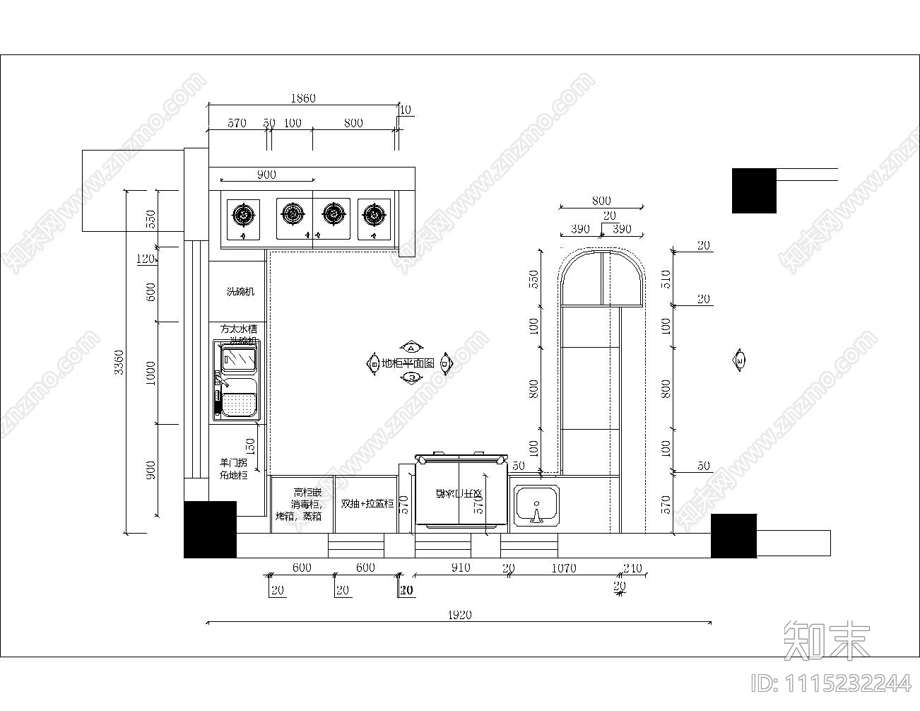 厨房立面施工图cad施工图下载【ID:1115232244】