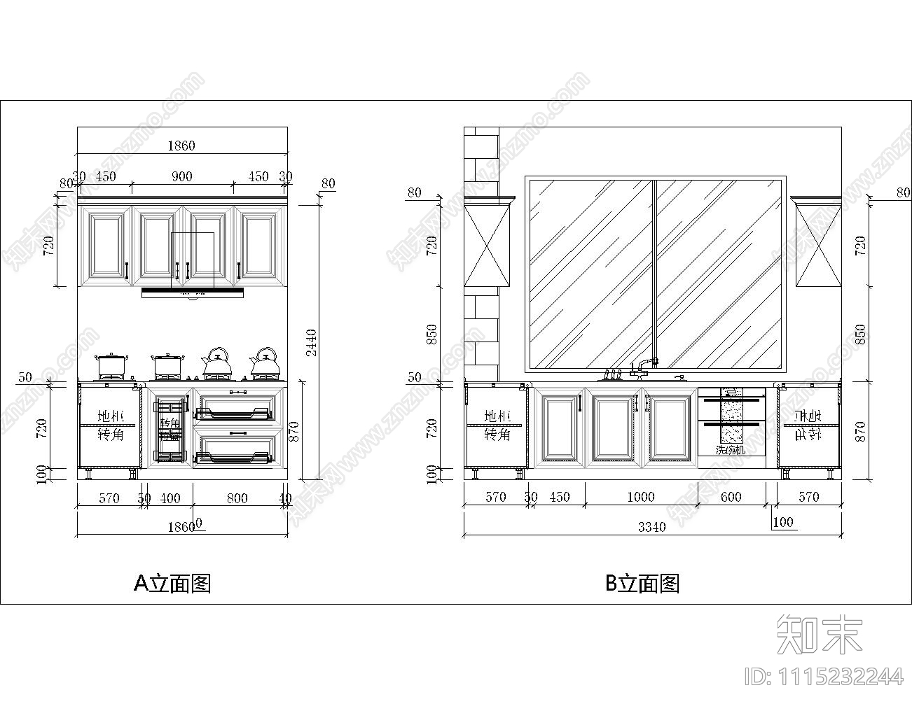 厨房立面施工图cad施工图下载【ID:1115232244】