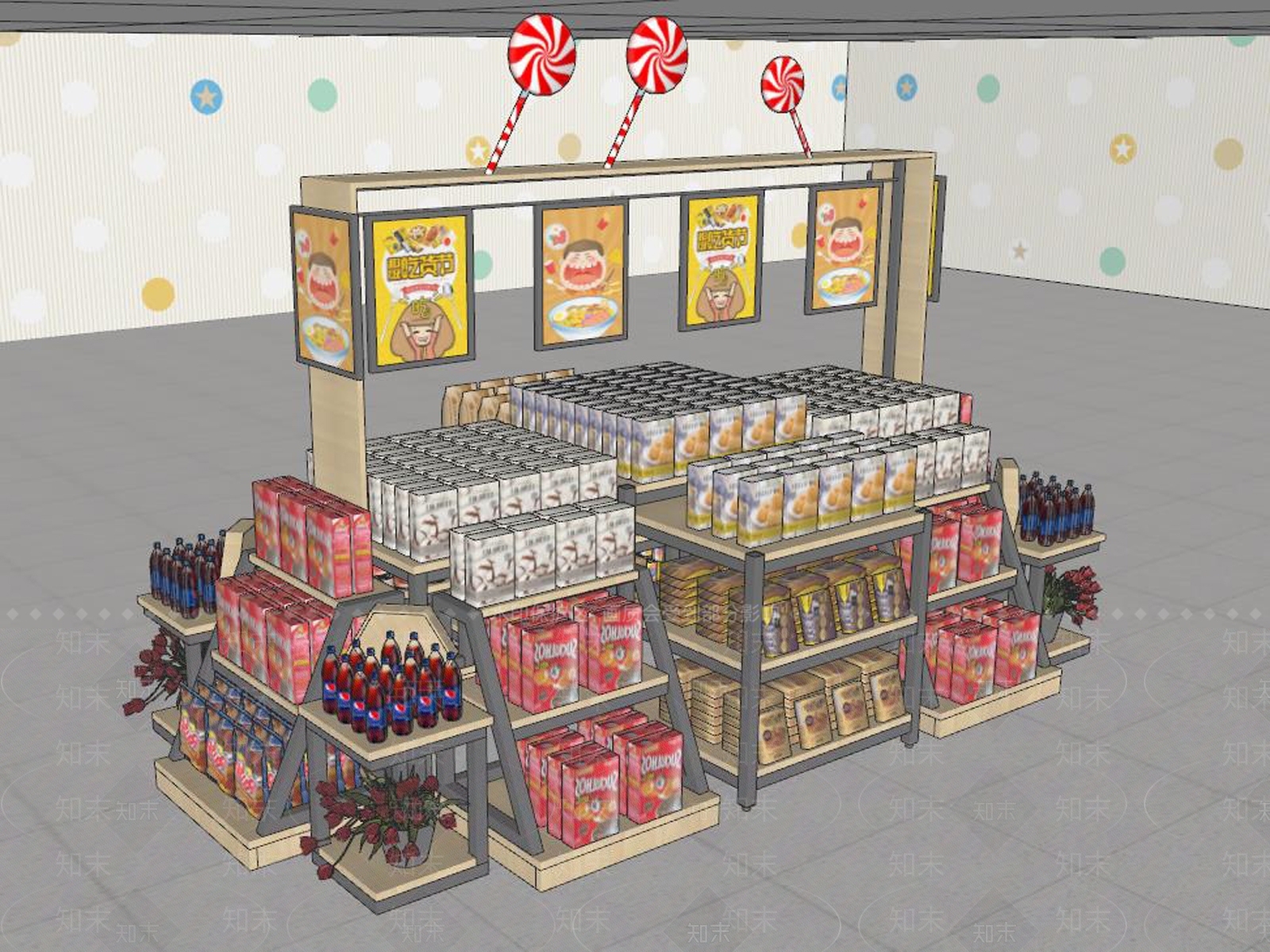 现代超市货架SU模型下载【ID:1115246629】