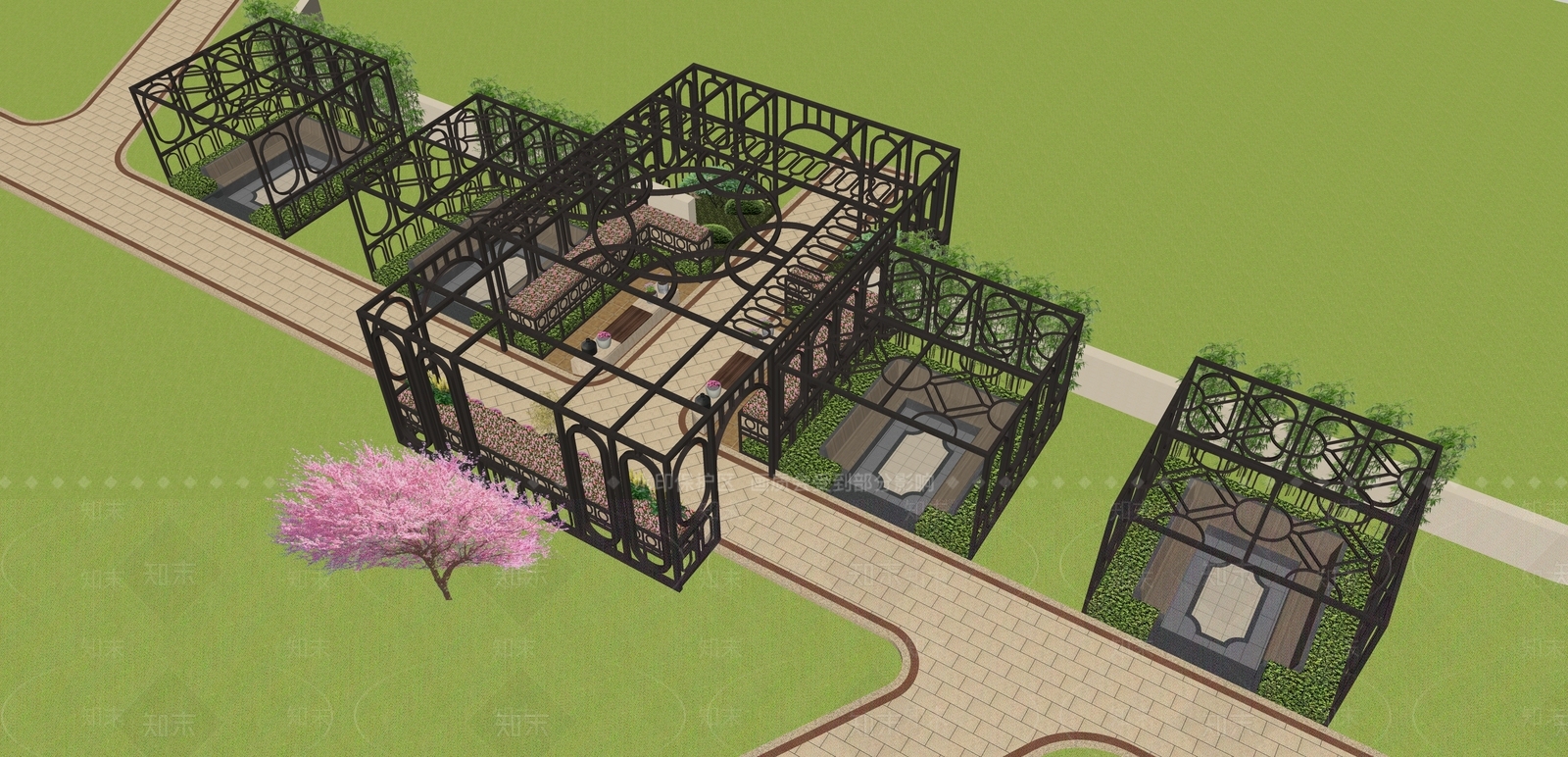 新古典廊架SU模型下载【ID:1115249147】