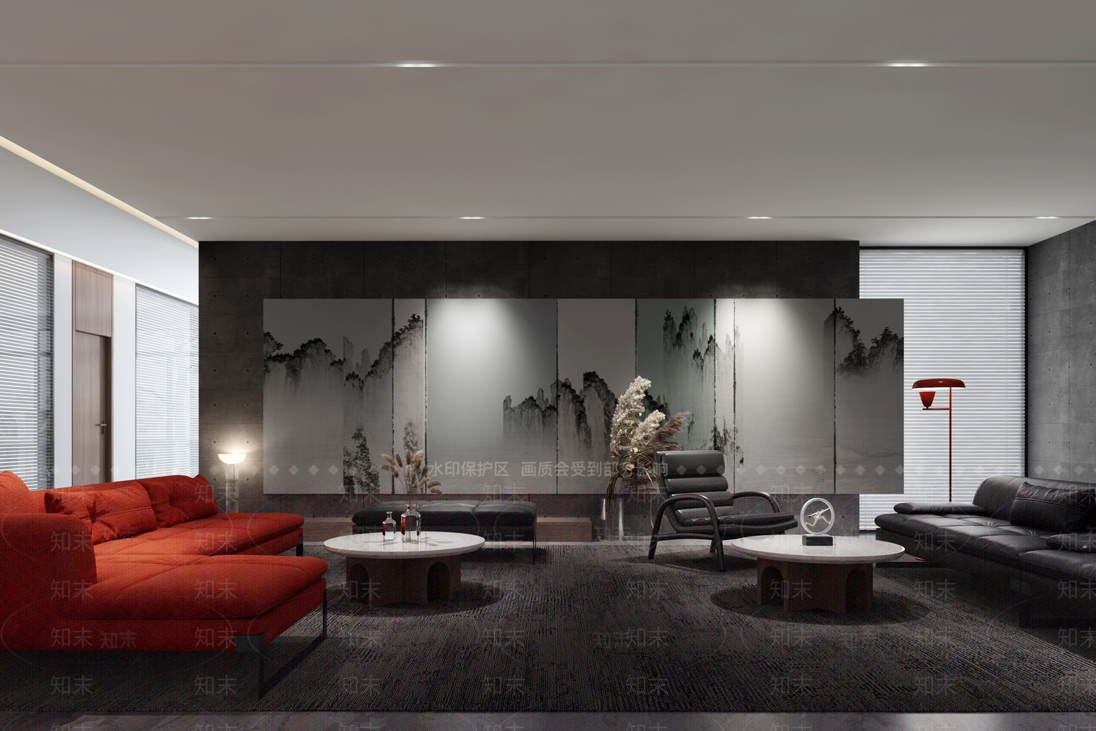现代办公室休息区3D模型下载【ID:1115254760】
