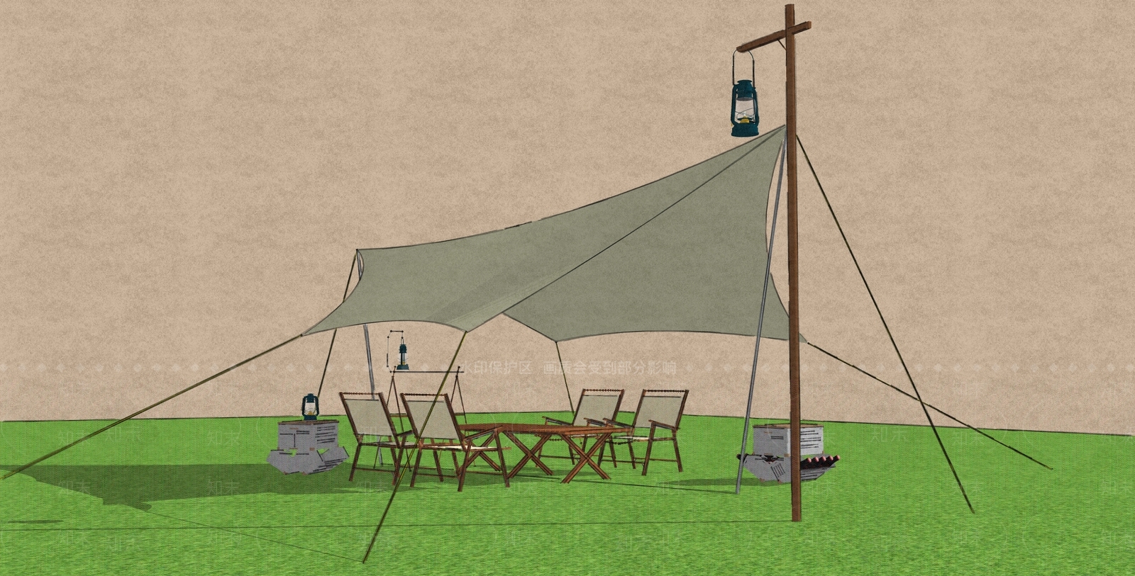 现代露营天幕SU模型下载【ID:1115255482】