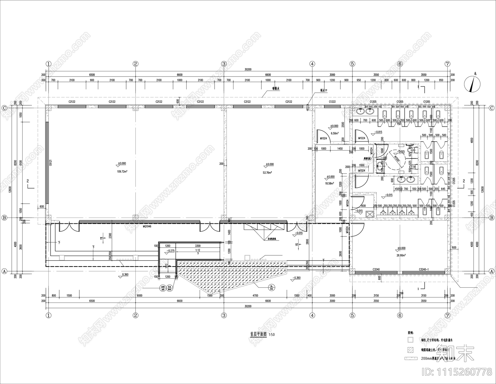 游客中心建筑施工图cad施工图下载【ID:1115260778】