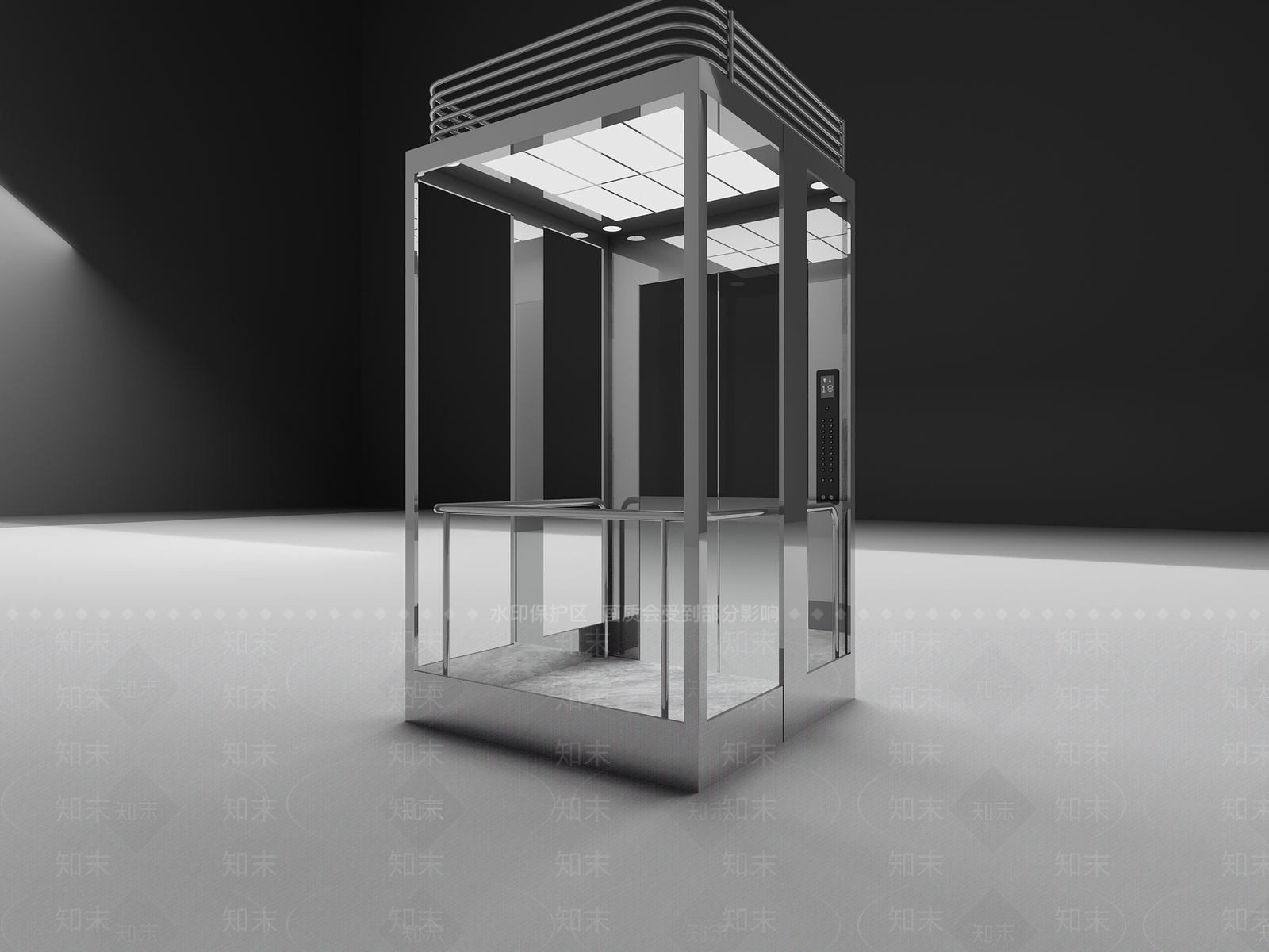 现代半磨砂玻璃电梯3D模型下载【ID:1115263409】