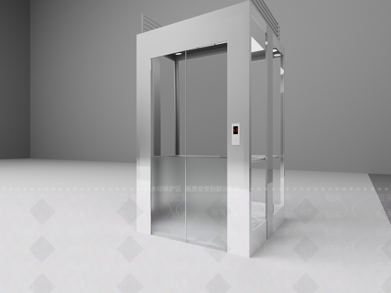 现代半磨砂玻璃电梯3D模型下载【ID:1115263409】