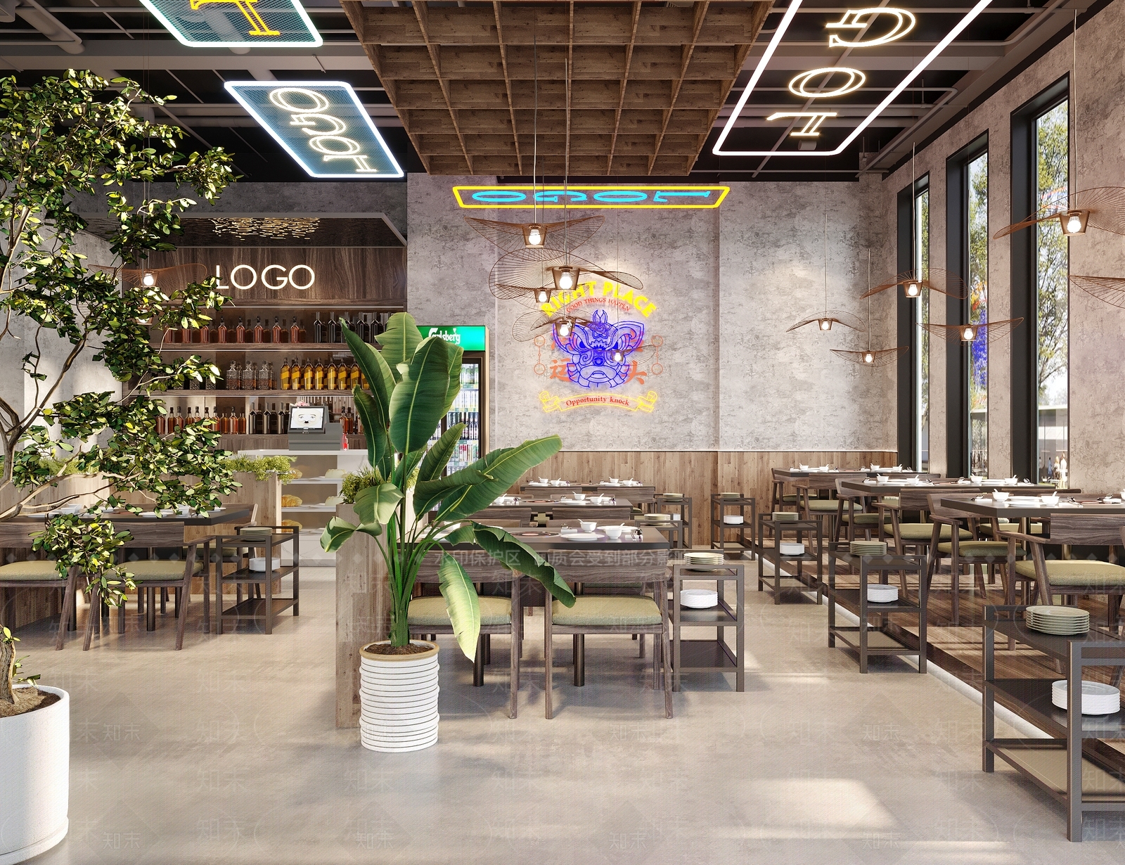 工业风火锅店3D模型下载【ID:1115265918】