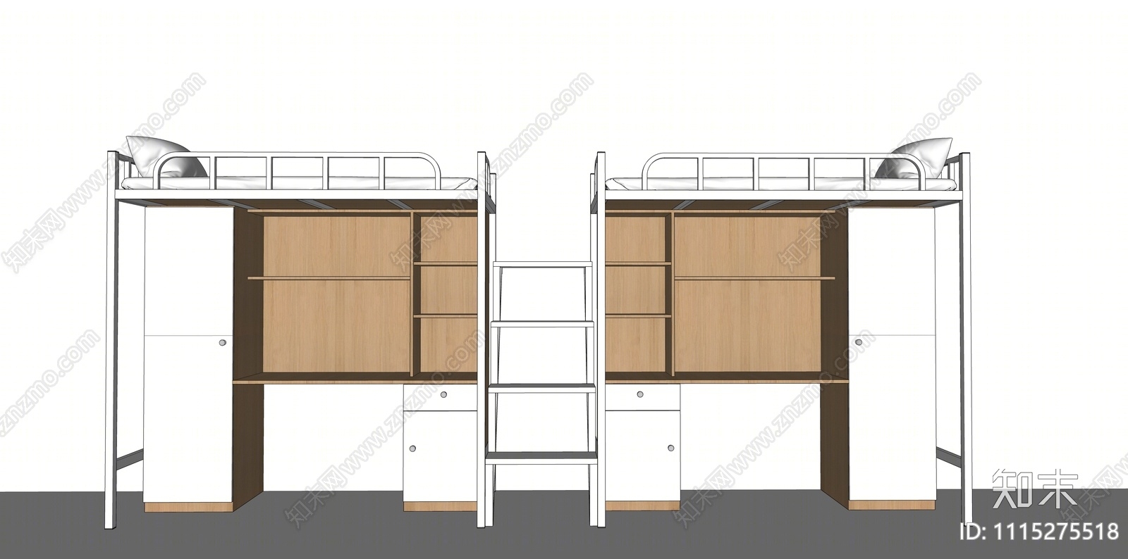 现代宿舍双层床SU模型下载【ID:1115275518】